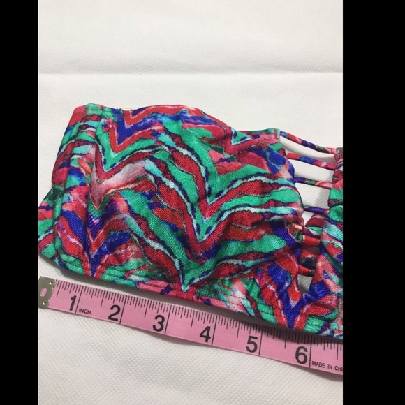 NWT! Luli Fama Strappy V Cut Out‎ Print Bandeau Top [SZ Medium ] - Picture 5 of 8